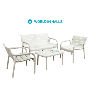 Elegant Garden Furniture Set with two single chairs, one loveseat, and a coffee table