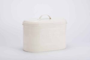 White galvanized iron canister and bread bin set