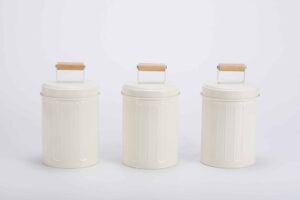 Bamboo handle canisters-set 3 canisters for coffee,sugar and tea