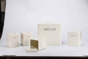 5-Piece White Galvanized Iron Kitchen Storage Set