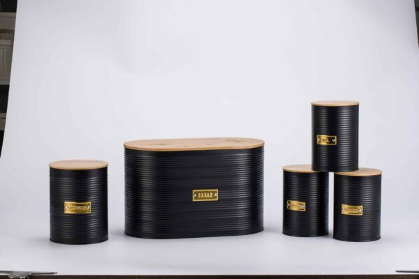 5-Piece Bread Bin Set Black