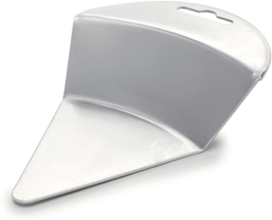 Stainless steel cake lifter with wide flat base and ergonomic handle