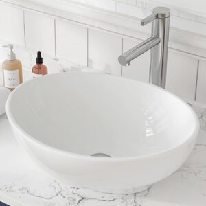 40.5 x 33.5 x 14 cm Oval White Ceramic Vessel Sink