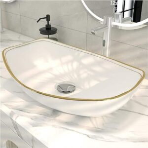 MEJE 56.5 x 40.3 cm Luxury Gold Rim Oval Vessel
