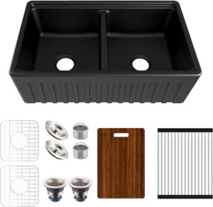 MEJE 83.8x50.8cm Double Bowl Ceramic with Cutting Board
