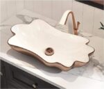 MEJE Wholesale Rose Gold 24Inch Flower Shape Bathroom Vessel Sink