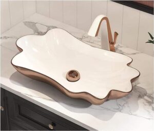 MEJE Wholesale Rose Gold 24Inch Flower Shape Bathroom Vessel Sink