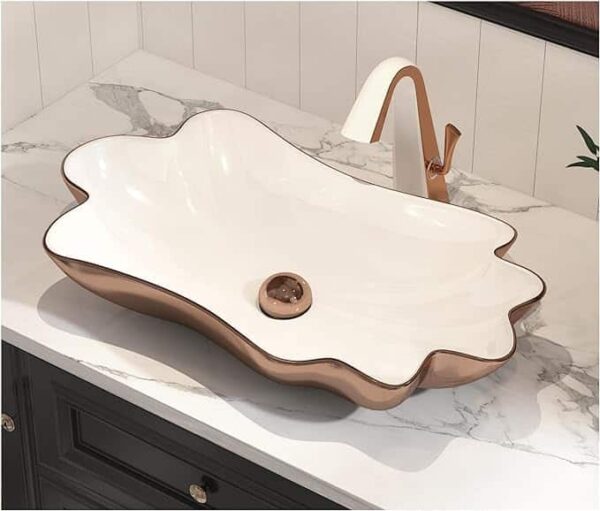 MEJE Wholesale Rose Gold 24Inch Flower Shape Bathroom Vessel Sink