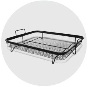 Stainless steel BBQ grill basket with mesh design and handles