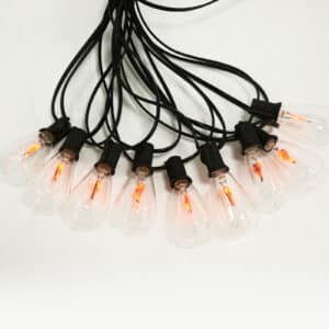 LED String Lights with ST38 Flame-Effect Bulbs and Black Wire