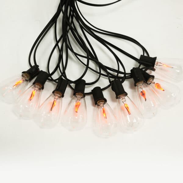 LED String Lights with ST38 Flame-Effect Bulbs and Black Wire