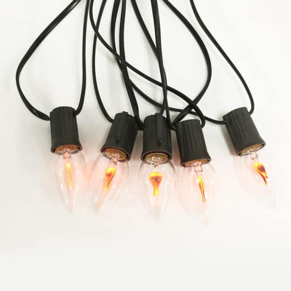 LED String Lights with Flame-Shaped C9 Bulbs for Outdoor and Indoor Use