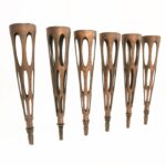 Set of 6 Bronze Solar Garden Lights with Hollow Iron Design