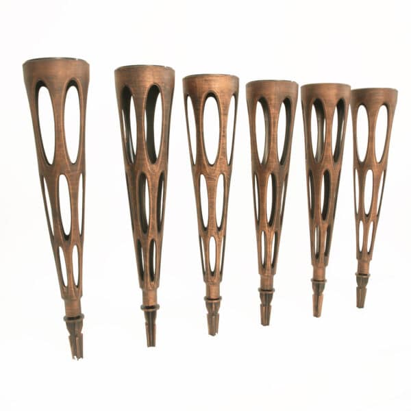 Set of 6 Bronze Solar Garden Lights with Hollow Iron Design