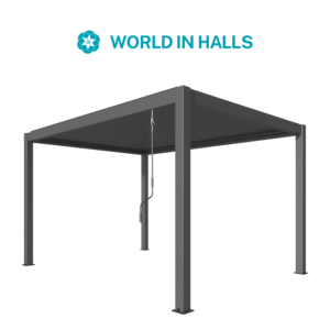 Modern Dark Grey Aluminium Pergola Gazebo with Adjustable Roof by World In Halls