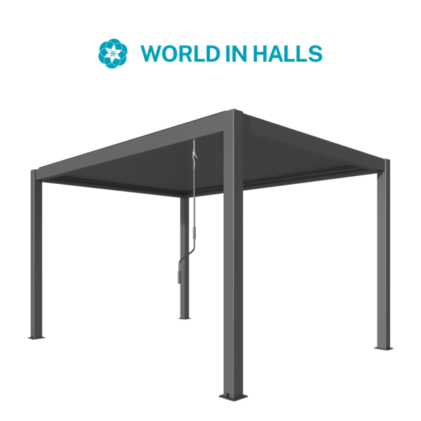 Modern Dark Grey Aluminium Pergola Gazebo with Adjustable Roof by World In Halls