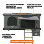 Roof top tent mounted on an off-road SUV with ladder access