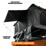 Roof top tent mounted on an off-road SUV with ladder access
