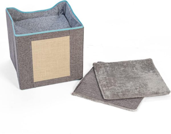 Foldable Cat Cube House with Dual-Level Design