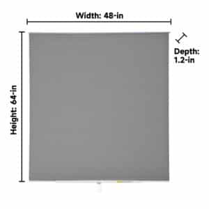 Grey cellular blind measuring 48 inches wide, 64 inches high, and 1.2 inches deep